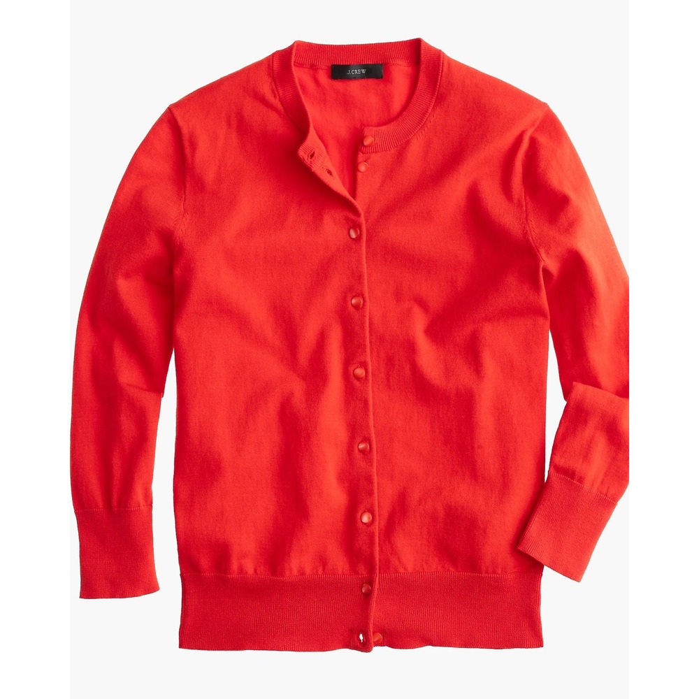J.Crew Jackie Cardigan Sweater 3/4 Sleeve Button Front Knit Coral XX-Small